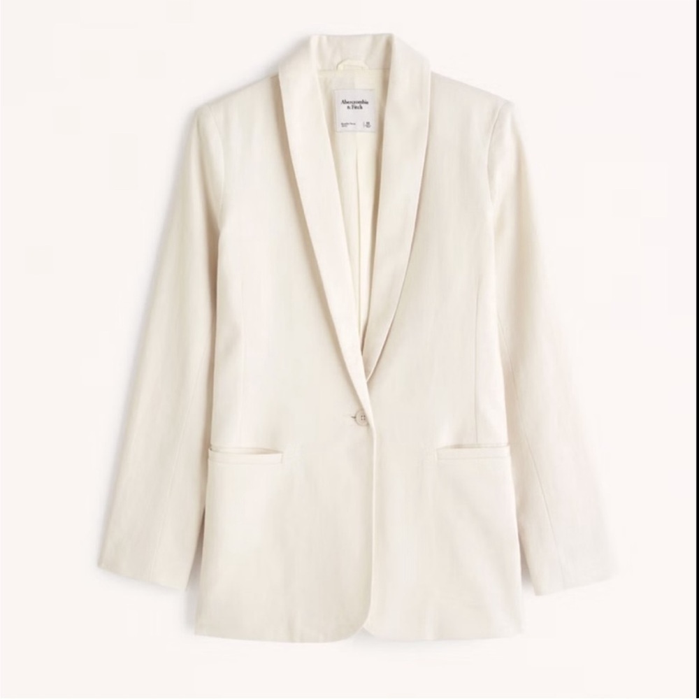 Abercrombie & Fitch Linen-Blend Cream Blazer size M chic 90s career wear classic